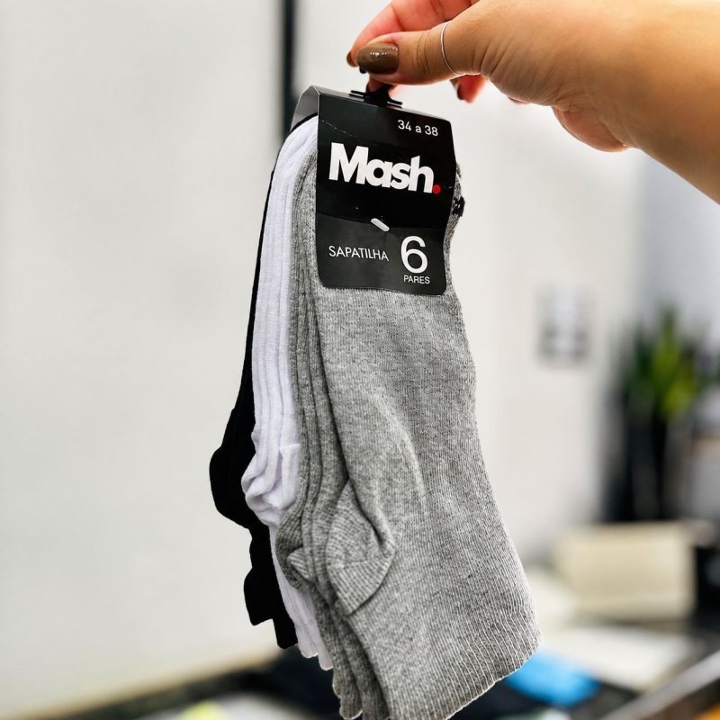 Kit Com 10 Meias Mash Cano Curto Esporte Unissex
