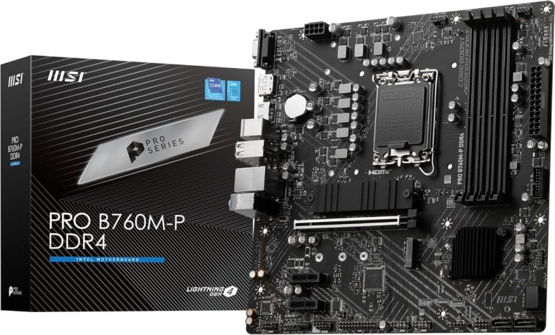 Placa Mãe MSI PRO B760M-P DDR4 (LGA 1700/4xDDR4/HDMI/DP/VGA/M.2/USB 3.2)