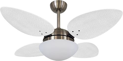 Ventilador De Teto Bronze 4 Pás Volare Petalo Palmae Branco Vidro Fechado 220v
