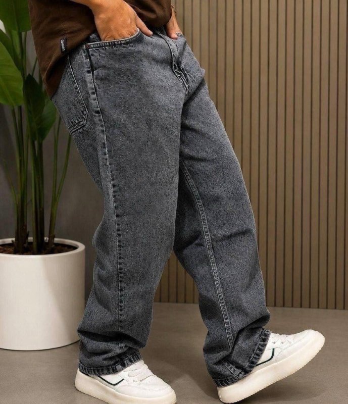 Calça Balão Jeans Masculina Marmorizada Streetwear Larga Bag