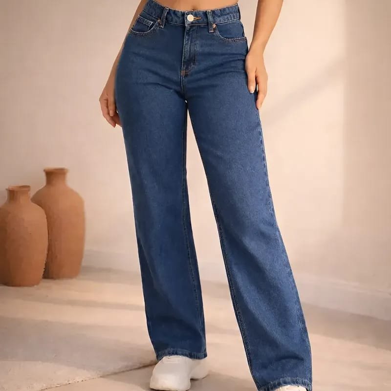 Calça Jeans Feminina Wide Leg + Frete Grátis