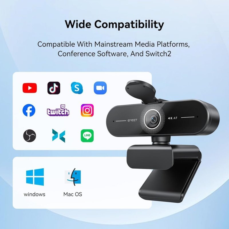 EMEET C60E 4K Webcam para PC