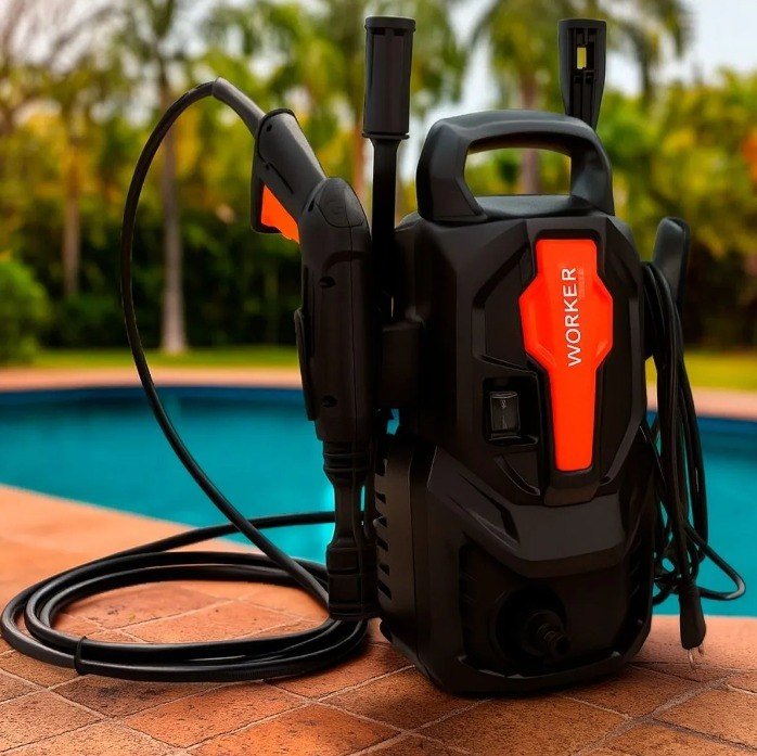 Lavadora De Alta Pressão Potente 1305lbs Kit Shampoo Worker Preto 60 Hz