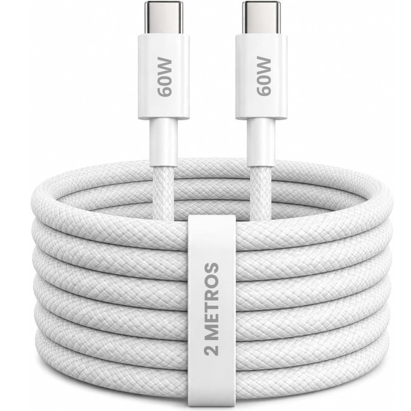 Cabo USB-C Tipo C 60W Trançado 2M Premium De Nylon