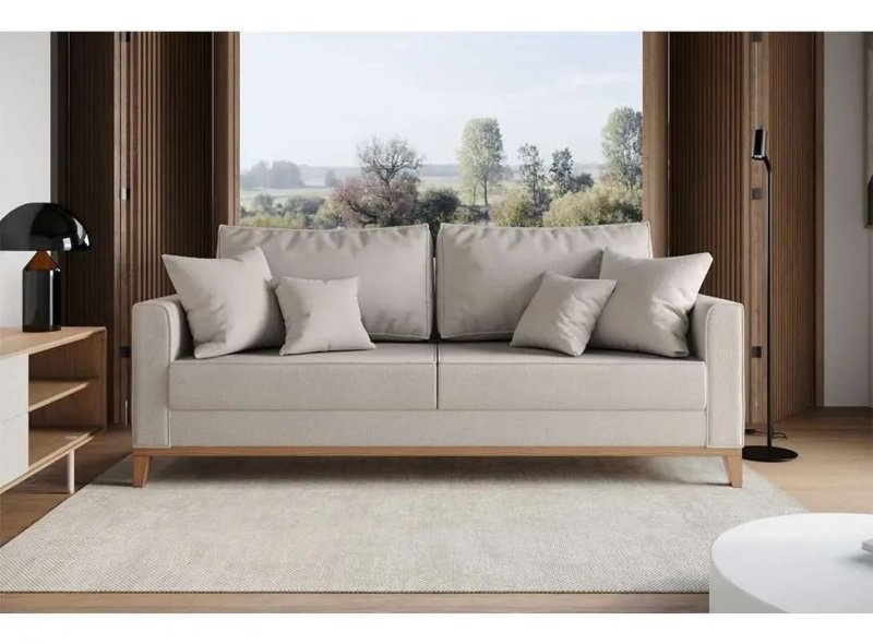 Sofá Mobly Beny 180 – 3 Lugares em Tecido Linho Cru