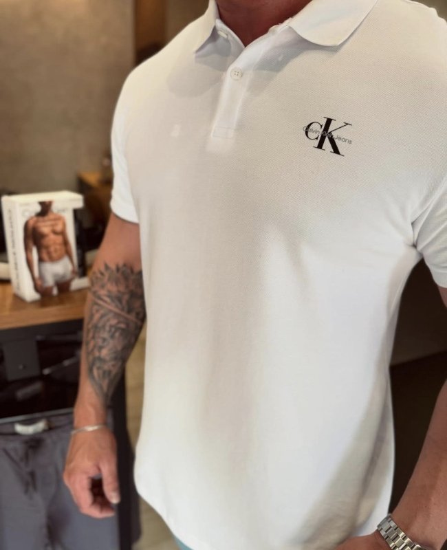 Polo Calvin Klein Jeans Piquet Regular Light Re Issue Branca