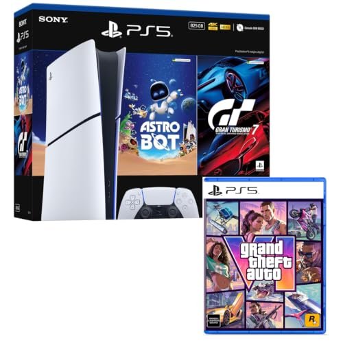 Bundle GTA VI + PlayStation 5 Slim Digital 825GB Pacote Astro Bot e Gran Turismo 7