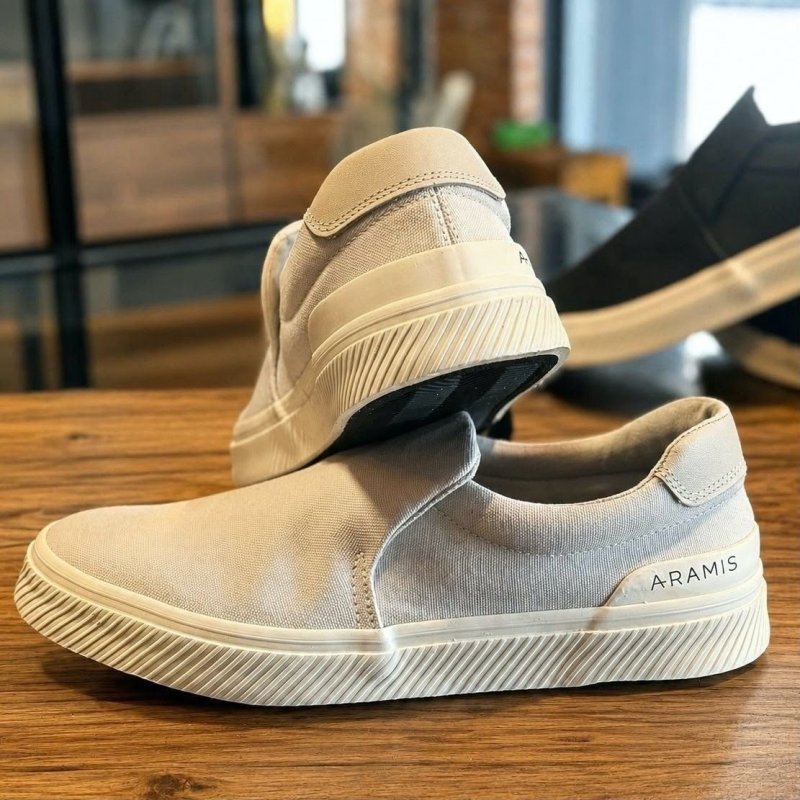 Tênis Masculino Casual Aramis Daily Slip Confortável Moderno Bege