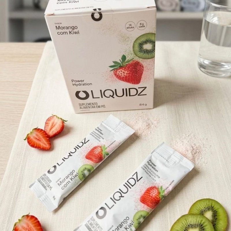 Pack com 14 Sachês Liquidz Eletrólitos Em Pó Morango com Kiwi