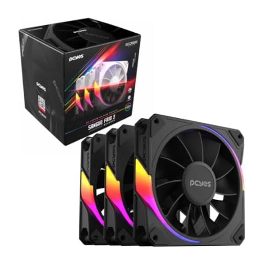 Kit Cooler Fan Pcyes Sangue Frio 3 ARGB Black Vulcan 120MM