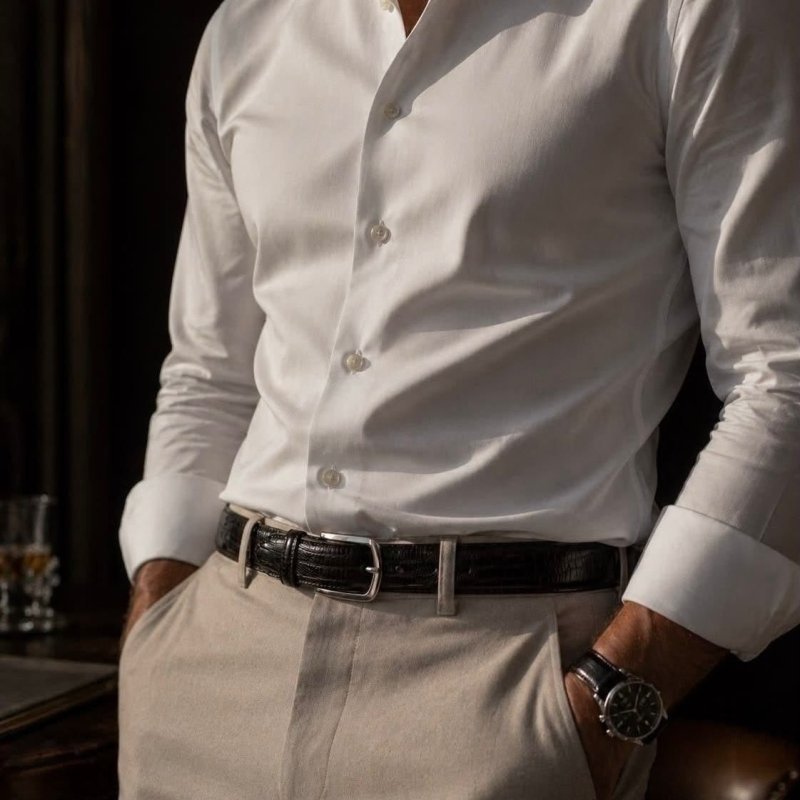 Camisa Social Masculina Manga Longa Elastano Stretch (P ao G1)