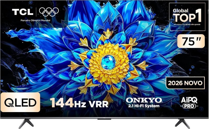 Smart TV TCL 75 Polegadas QLED 4K P8L WiFi Bluetooth Google TV HDR10+ 144 Hz VRR 75P8L