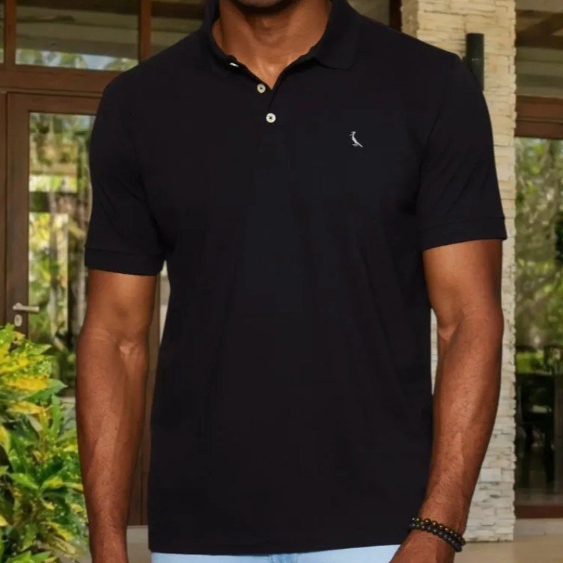 Camisa Polo Reserva Essence Básica Preto Liso