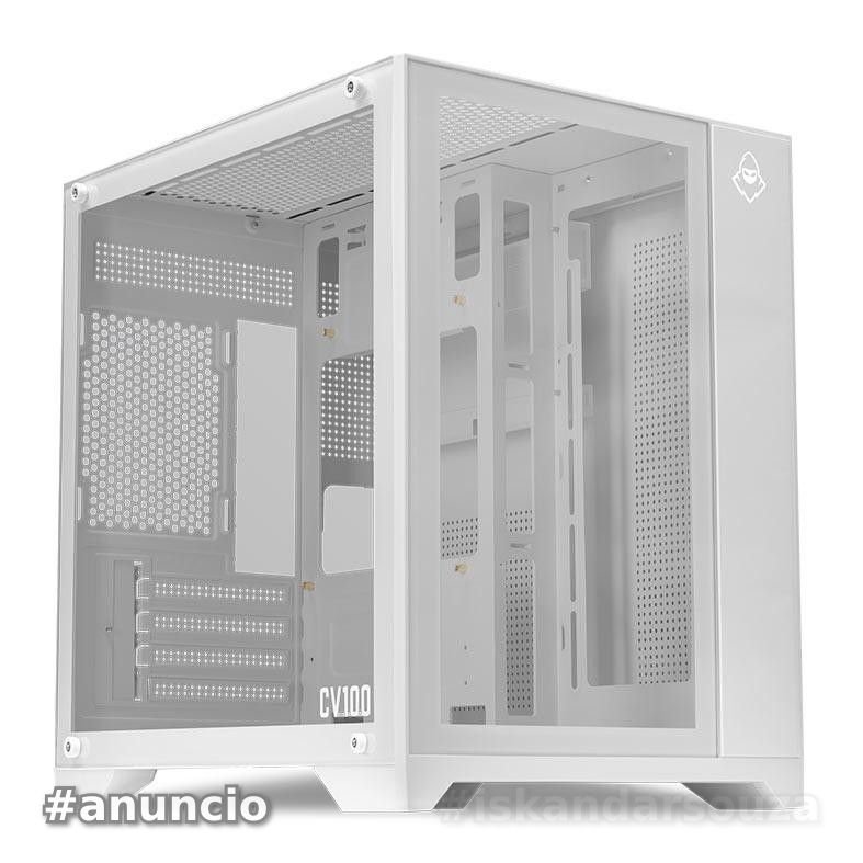 Gabinete Gamer Aquário Mancer CV100, Mid-Tower, Lateral De Vidro, Branco