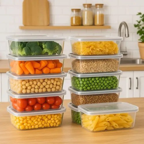 Kit 10 Potes 500ml BPA Free Freezer Microondas Reutilizável Transparente