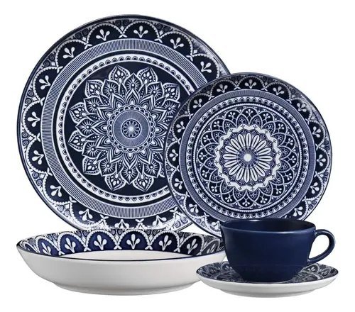 Ap. De Jantar 30 Pçs Málaga Decoração Com Relevo Flat Oxford Branco Málaga