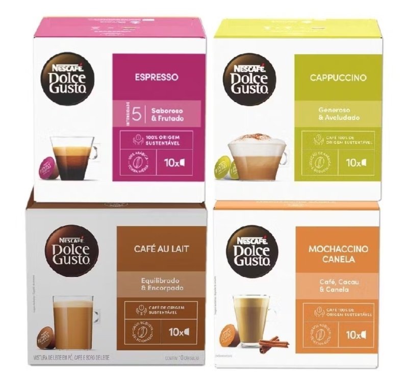 Kit Dolce Gusto Queridinhos - 40 cápsulas - Espresso, Canela, Au Lait e Cappuccino
