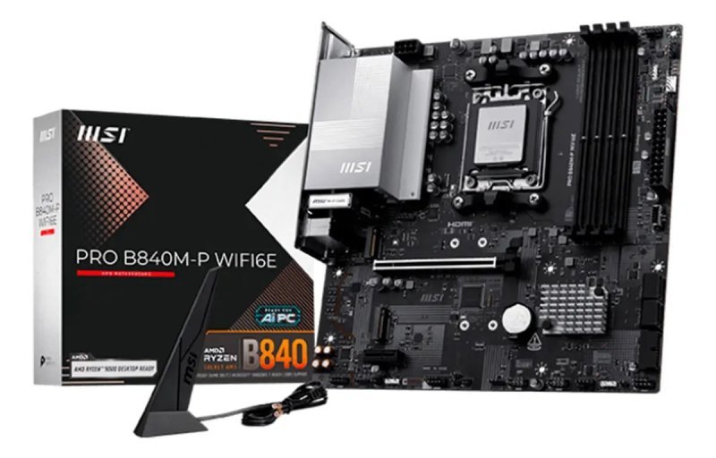 Placa-mãe Msi Pro B840m-p WiFi6e Am5 4x Ddr5 2x M.2 Pcie 4.0 Usb-c WiFi 6e Bt 5.3 Micro Atx