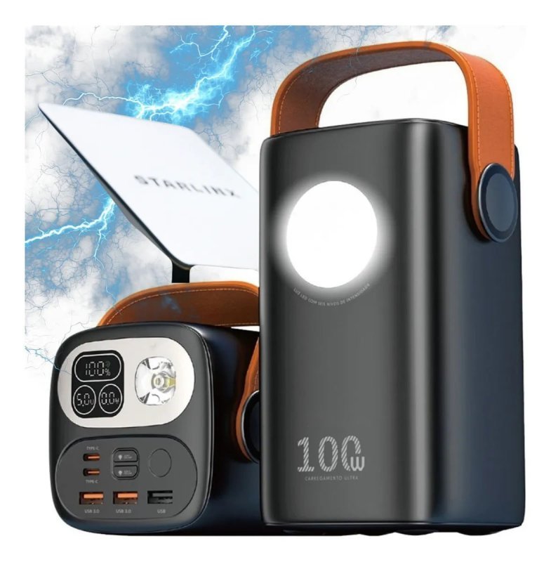 Power Bank 60.000mah 100W - Carregador Rápido Notebooks Celulares