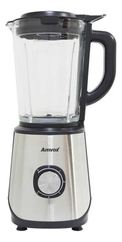 Liquidificador 1,7litros 5 Velocidades 800w Amvox Inox Preto Cor Prateado