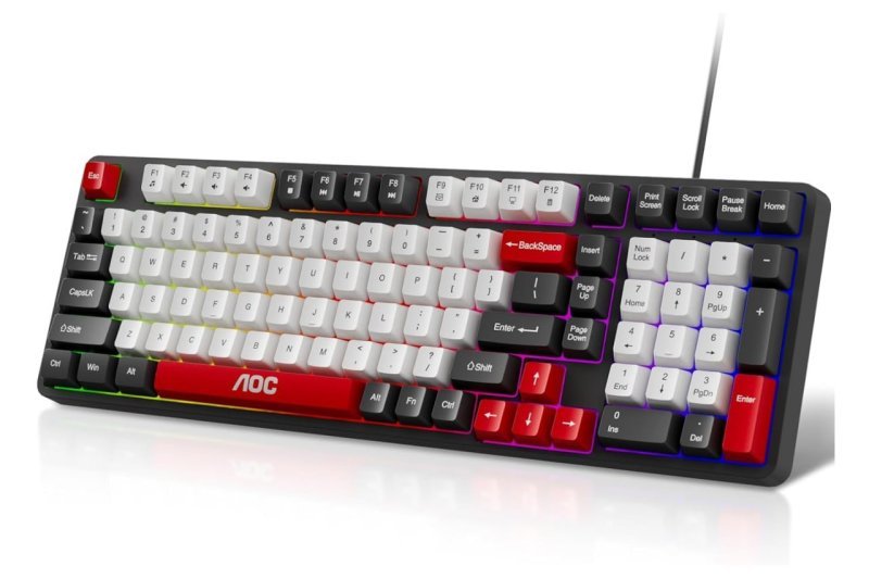 AOC GK116 Teclado com fio, Teclado Membrana Gamer RGB, Compatível com PC e Notebook