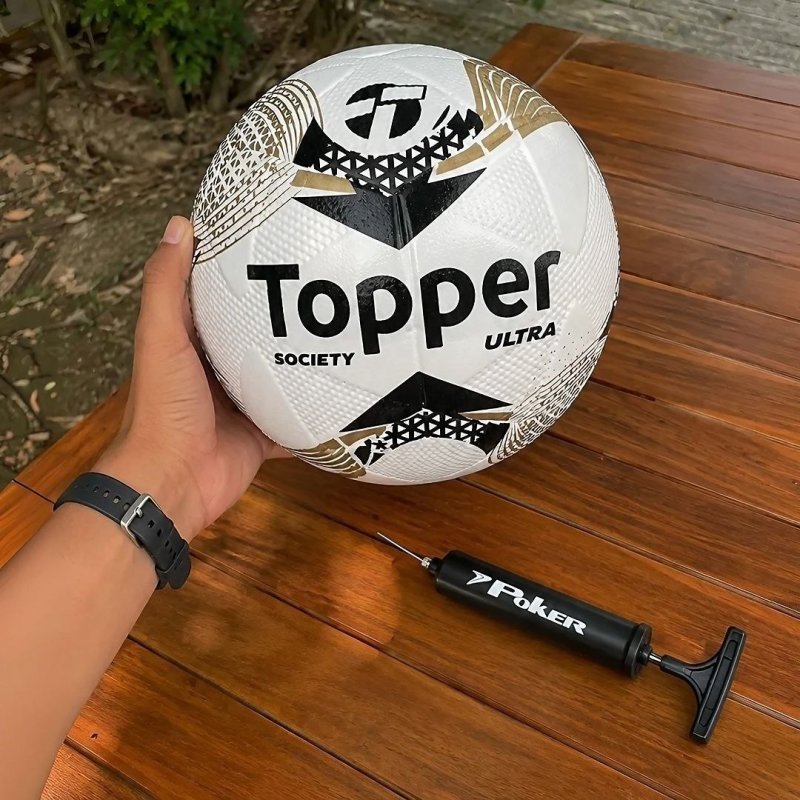 Bola De Futebol Society Topper Ultra Colagem Dupla + Bomba