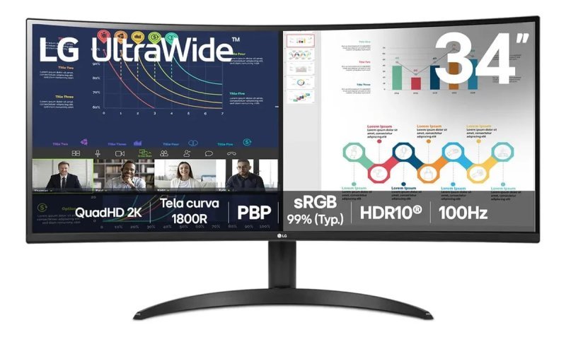 LG UltraWide 34" Curvo QuadHD 2K - 100Hz sRGB 99% - Preto