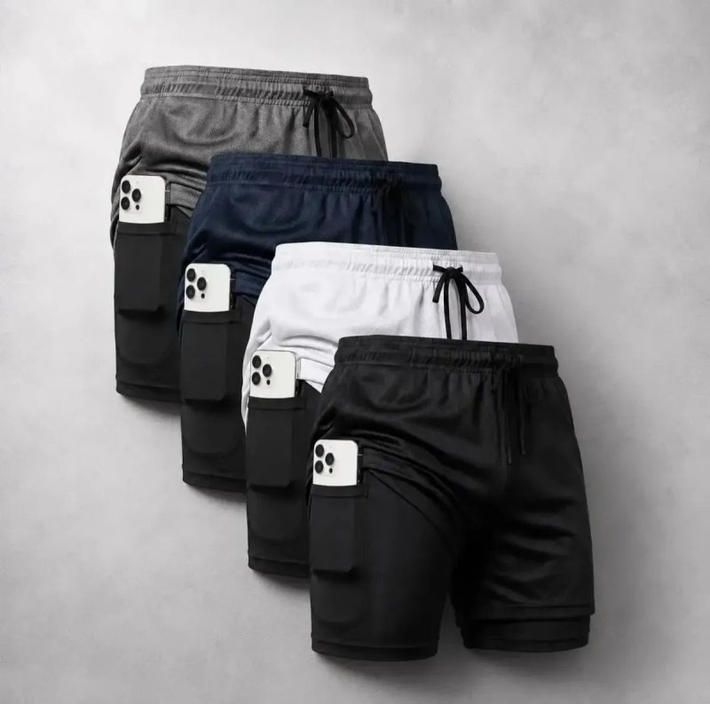 Kit 4 Shorts 2 Em 1 Dryfit Masculino Corrida Academia Treino (M ao GG)