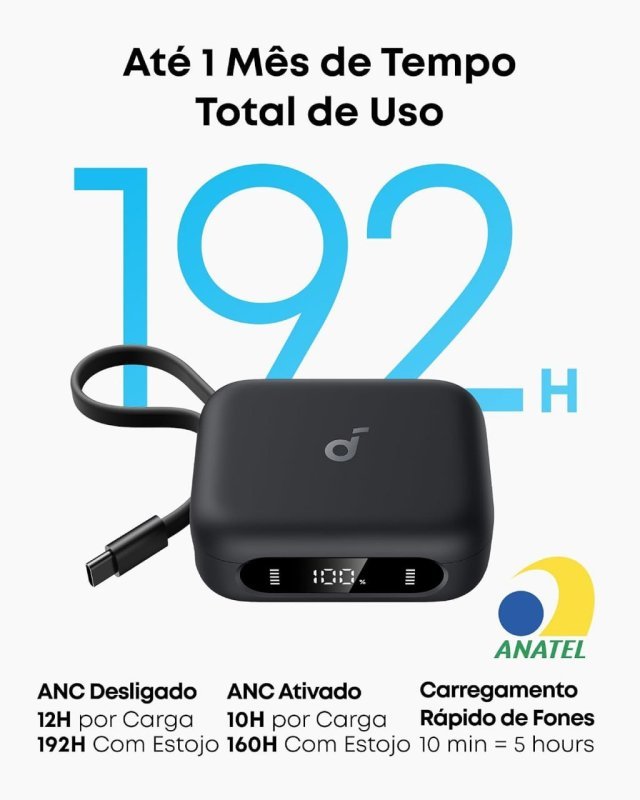 Soundcore P41i da Anker - Fone Bluetooth - 192h Reprodução - ANC com Powerbank