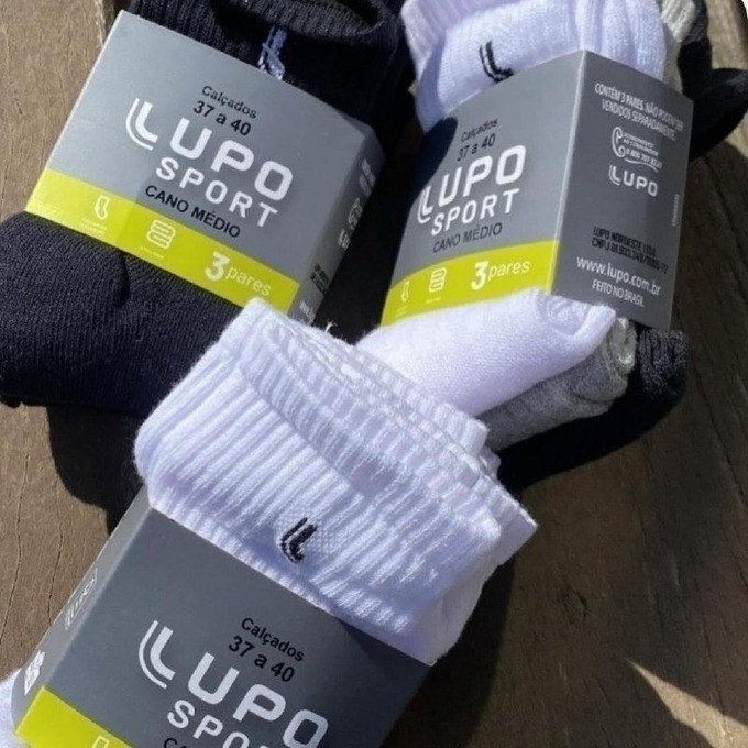 Kit com 10 Pares De Meias Lupo Cano Médio Algodão