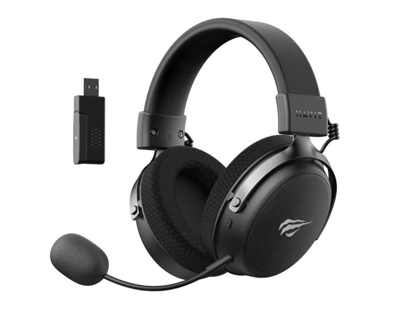 Fone de Ouvido Headset Havit H2015 Pro Black, 5 Modos de Conexão, 2.4GHz, Bluetooth, Cabo USB, Preto