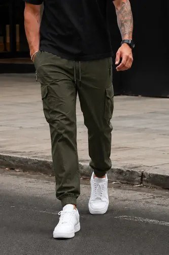 Calça Jogger Masculina Cargo Poliamida Com Elastano Verde Militar Liso G