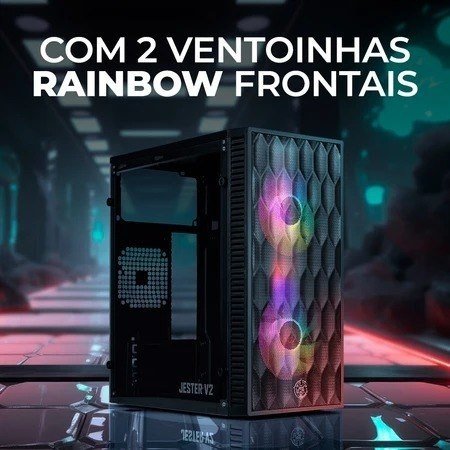 Gabinete Gamer Tgt Jester V2 Rainbow Mini-Tower, Com 2 Fans