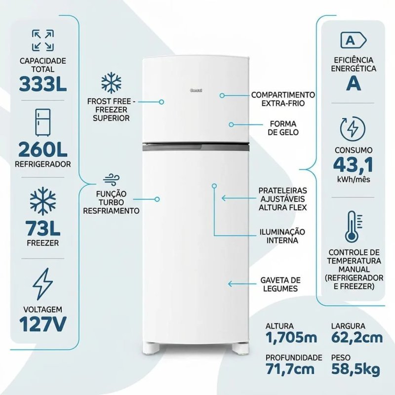 Consul Frost Free 333 Litros Duplex Branca - CRM40MB