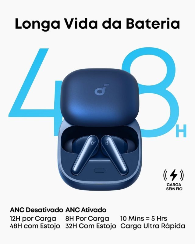 Soundcore Liberty 5 Anker - Fone Bluetooth ANC 3.0 - 60H Bateria