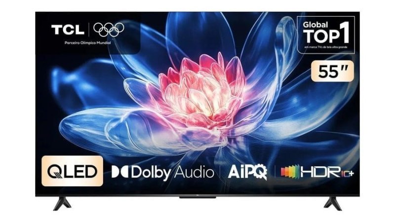 Smart Tv Tcl 55 Polegadas Qled 4K T6c WiFi Bluetooth Google Tv Tela Hva e Hdr10+ 55T6c