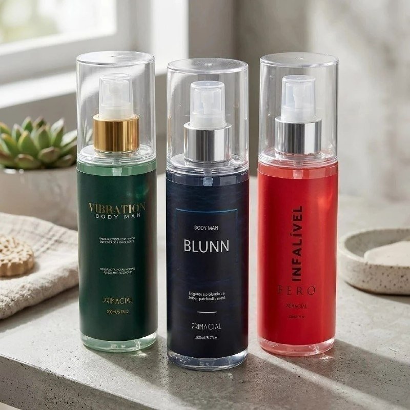 Kit Body Splash Masculino Vibration + Blunn + Infalível Fero