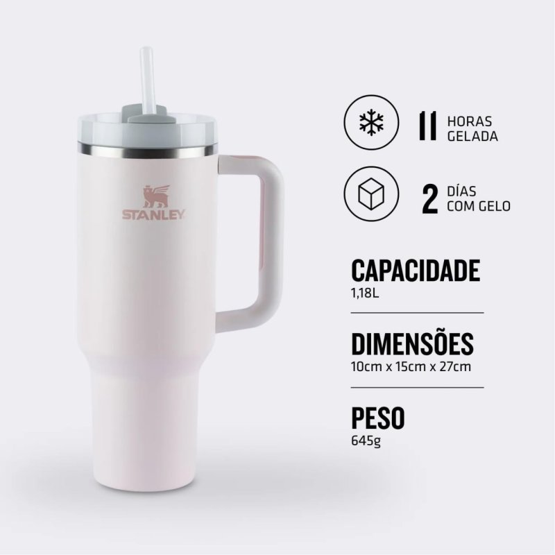 Stanley Quencher H2.0 FlowState 1,18L - Isolamento a Vácuo - Rose Quartz