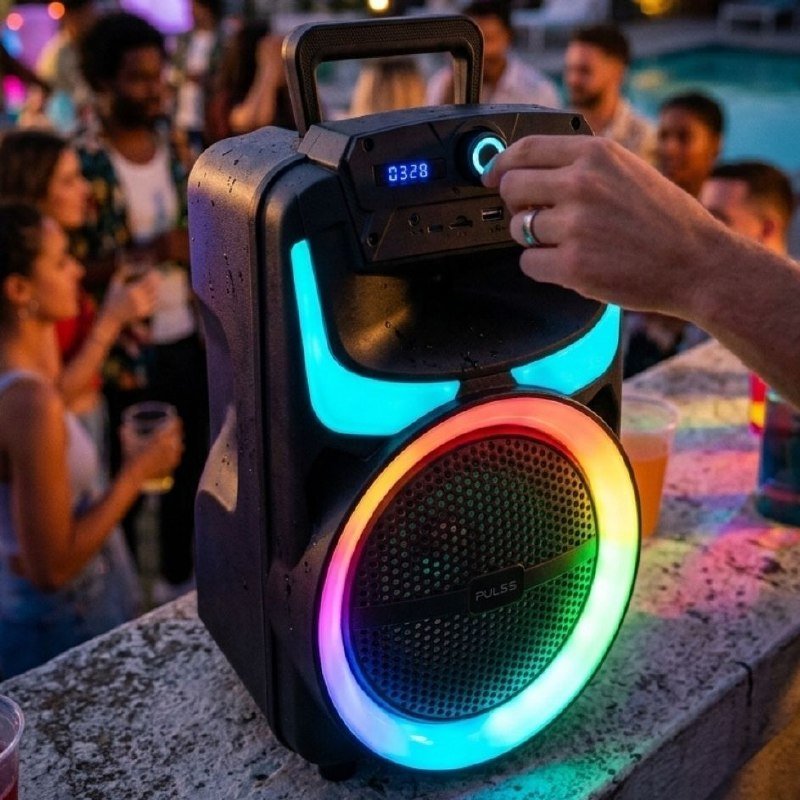 Caixa de Som Pulse Burst 250W RMS 8POL BT/AUX/USB/FM SP402E Preto