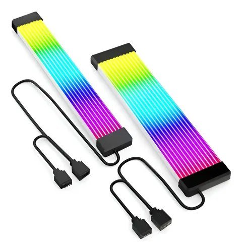 Kit C/2 Cabos Argb P/ Placa-mãe + Gpu 3/8 Pinos Preto 127/220v
