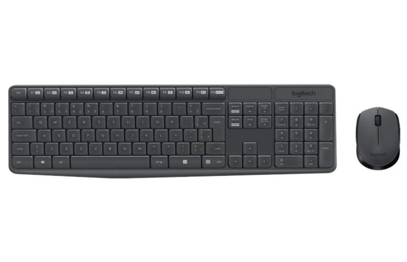 Combo Teclado e Mouse sem fio Logitech MK235 com Conexão USB, Pilhas Inclusas e Layout ABNT2