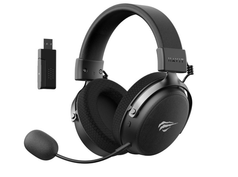 Fone de Ouvido Headset Havit H2015 Pro Black, 5 Modos de Conexão, 2.4GHz, Bluetooth, Cabo USB e 3,5mm
