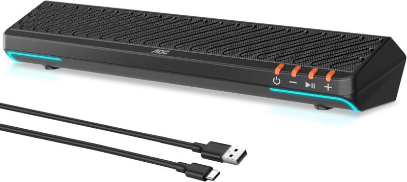 AOC ACS3640 Caixa de Som para PC Gamer 10W RMS, Iluminação RGB