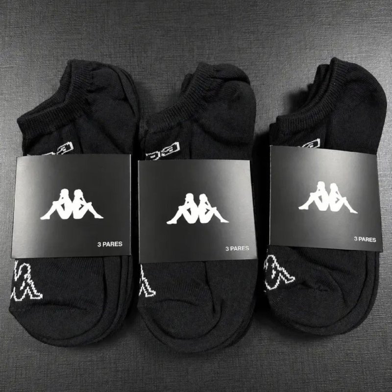 Meias Kappa Kit 9 Pares Sapatilha Soquete Invisível Original Preto 38-43