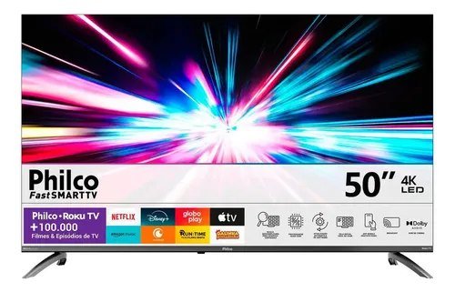 Smart TV Philco 50" Polegadas 4K UHD Roku TV HDR10 Dolby Audio WiFi P50CRB