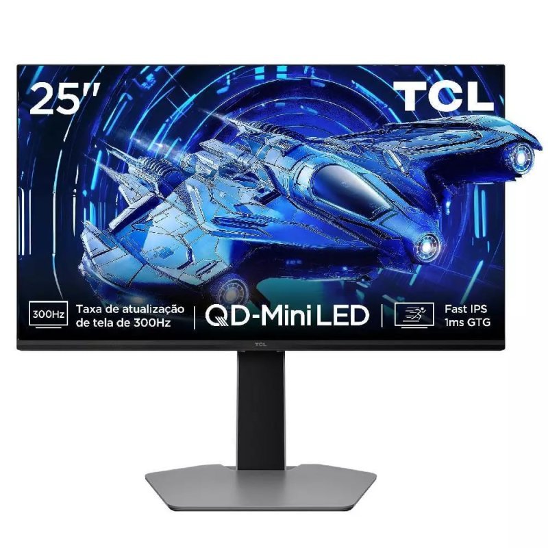 Monitor Gamer TCL 25 Polegadas QLED Mini LED Full HD G64 300Hz 1ms (GtG) Freesync HDR 600 nits