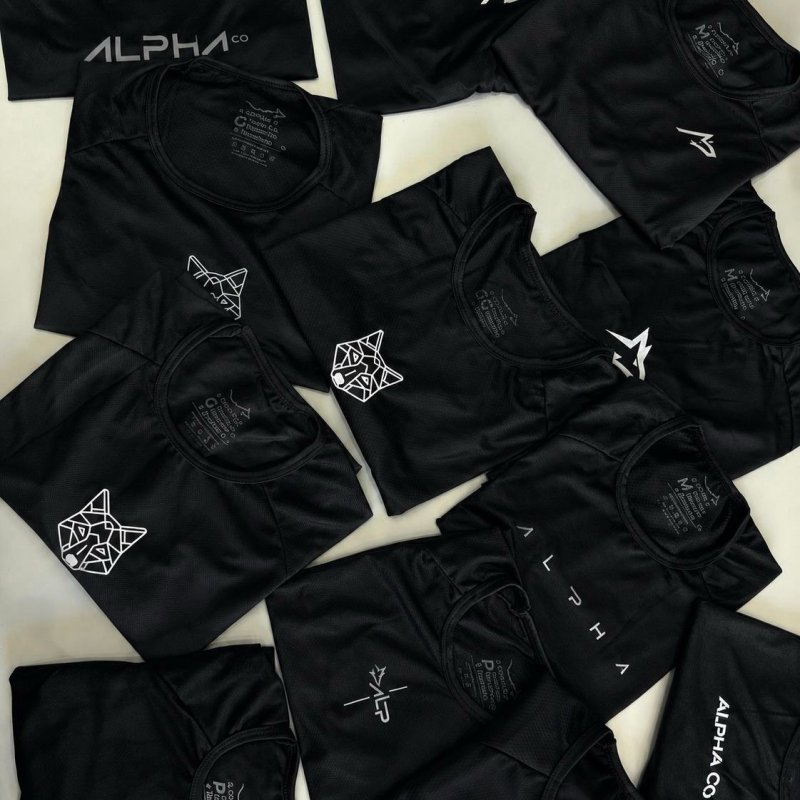 Kit 5 Camisetas Dry All Black Alpha