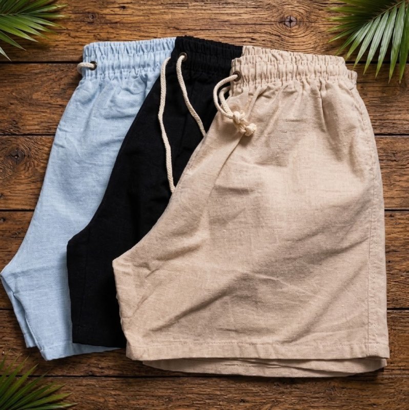 Kit 3 Shorts Masculino Bermuda Linho Verão Envio Imediato (P ao XG)