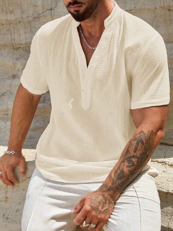 Camisa Masculina Manga Curta Bata Linho Deluxe Linho M