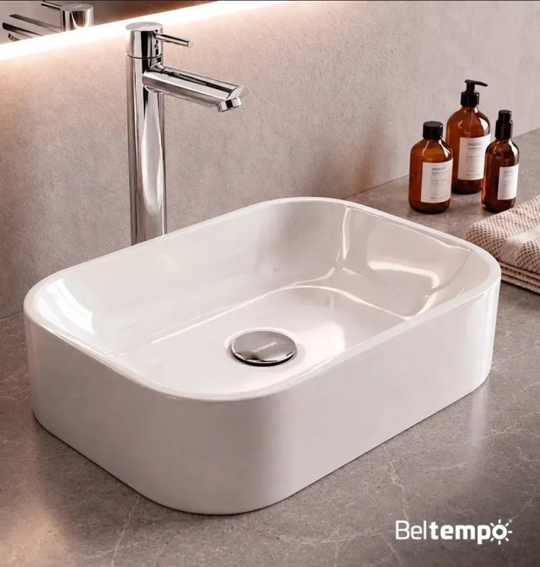 Cuba Pia De Apoio Sobrepor Retangular 37x27 Branca Para Banheiro Lavabo Beltempo